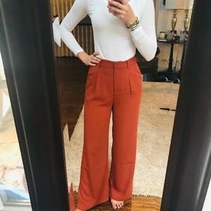 Leith, Burnt Orange Pleated High Rise Pants